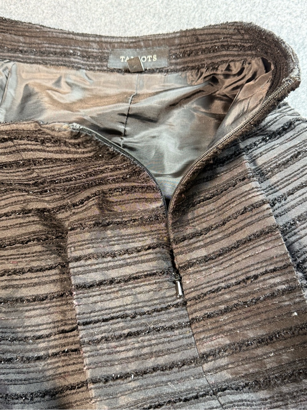 Talbots Size 14 Black Textured Sparkle Stripe Full Midi Skirt Party Holiday - Picture 8 of 11